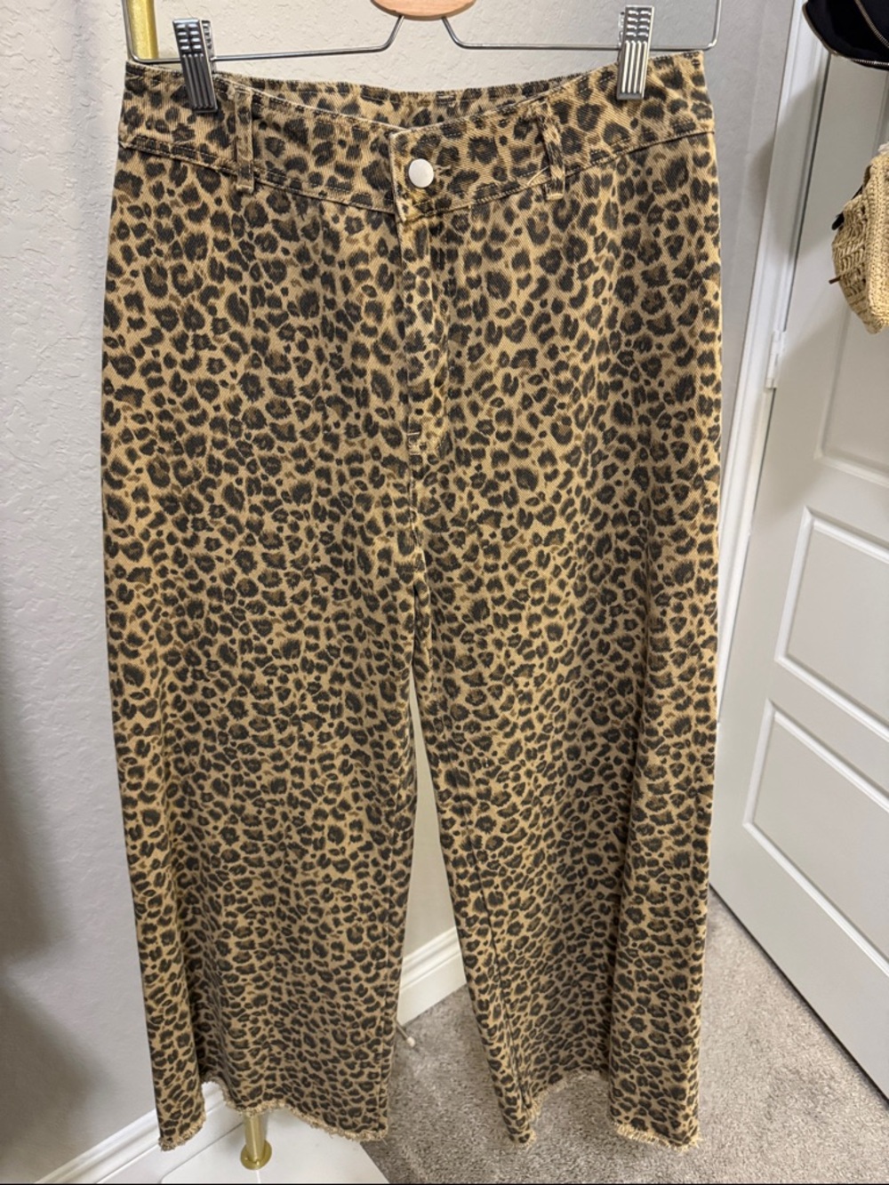 So Me Leopard Print Wide Leg Pants - Tan and Black
